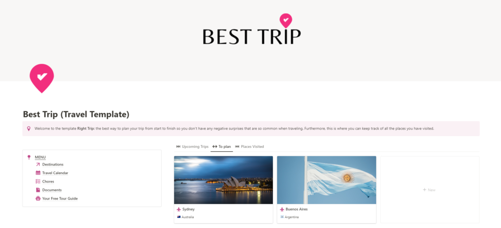 notion trip and travel template